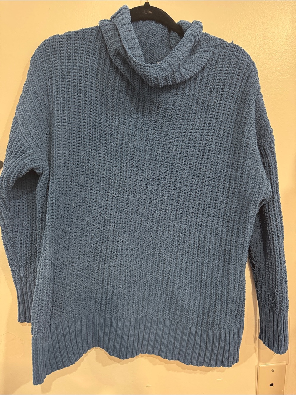 aerie Dusty Blue Cowl Neck Chunky Knit Sweater